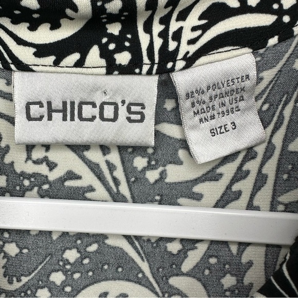 Chico’s‎ Liquid Knit Midi Dress 3/4 Sleeve Scoop Neck Black White Sz 3 XL - Picture 2 of 10